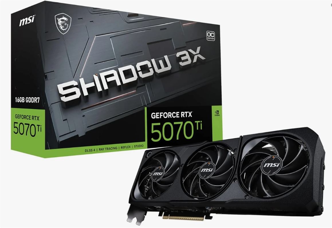 Видеокарта 16Gb MSI RTX 5070 Ti 16G SHADOW 3X OC (RTX5070Ti) GDDR7 HDMI DP