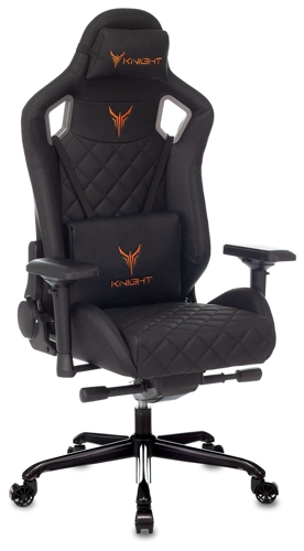 Кресло Knight Titan (эко.кожа, мех. качания мультиблок, реклайнер, крест. металл, до 150 кг) Черный ромбик