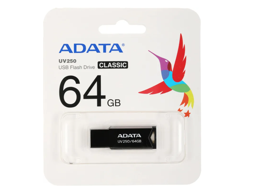 Флешка 64Gb ADATA UV250 USB2.0 плоская металлическая