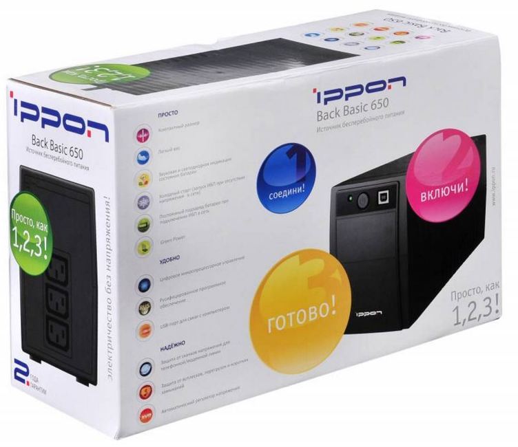 ИБП Ippon Back Basic 650 (3 розетки IEC320)