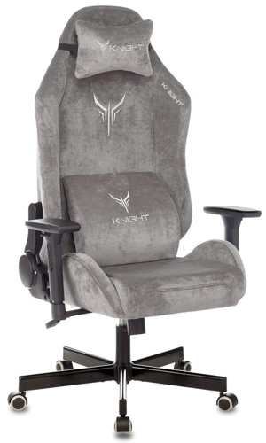 Кресло Knight N1 Fabric (ткань, мех. качания, реклайнер, крест. металл, до 150 кг) Серый