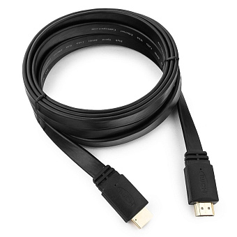 Кабель соединительный HDMI (m) < - > HDMI (m)  3.0м, ver 1.4, Cablexpert, плоский кабель, черный