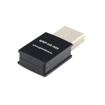 Сетевая карта USB2.0 Gembird WNP-UA-005 802.11b/g/n, 2.4Ггц, 300Мбит, 18 дБм, черный
