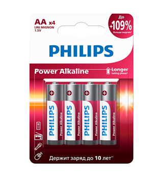 Элемент питания AA, 1.5V,  4шт, Philips Power LR6