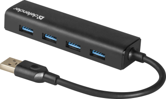 Концентратор USB-A - 4-port USB3.0, Defender Quadro Express, черный