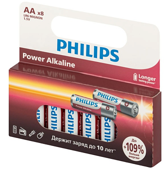Элемент питания AA, 1.5V,  8шт, Philips Power LR6