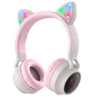 Наушники беспроводные HOCO W27 Bluetooth с кошачьими ушами, серый