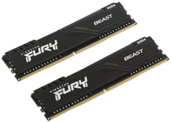 Модуль памяти DDR4 16Gb PC4-25600 3200MHz Kingston Fury Beast Black RGB (Kit of 2)