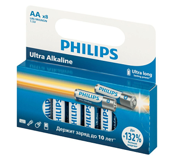 Элемент питания AA, 1.5V,  8шт, Philips Ultra LR6