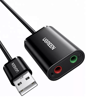 Звуковая карта внешняя UGREEN US205  External Sound Adapter USB 2.0 черный