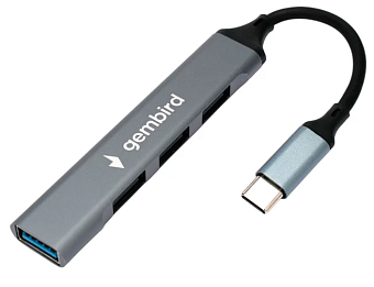 Разветвитель Gembird UHB-C202, USB3.0, 3xUSB2.0, OTG, кабель Type-C 10 см, алюминий