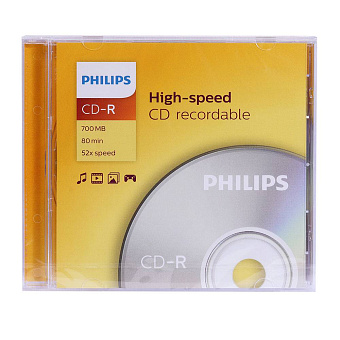 Диск CD-R 700 Mb Philips 52x Slim Case (1шт.)