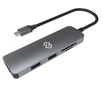 Концентратор USB-C - 5-in-1-multi-port, Digma DS-735UC_G, серый