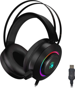 Наушники проводные A4Tech Bloody G521 (микрофон, 20 - 20 000 Гц, 105дБ, подсветка, USB, 2.3м) черный