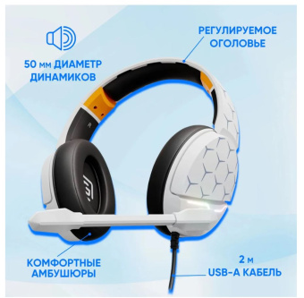 Наушники проводные Oklick HS-L710G (мониторные закрытые, 20-20 000 Гц, 105дБ, 2м) White / black