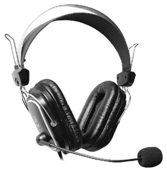 Наушники проводные A4Tech HS-60 (микрофон, 20 - 20 000 Гц, 97 дБ, 2-е Амбушюр для Лета и Зимы, 2м) черный