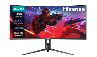 Монитор 34" Hisense 34G6Q PRO (VA 3440x1440 240Hz DP) серый