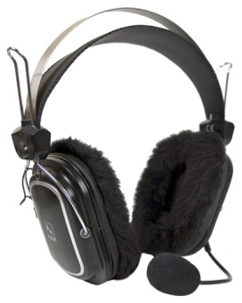 Наушники проводные A4Tech HS-60 (микрофон, 20 - 20 000 Гц, 97 дБ, 2-е Амбушюр для Лета и Зимы, 2м) черный