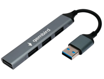 Разветвитель Gembird UHB-C203, 4xUSB2.0, кабель USB 10см, алюминий