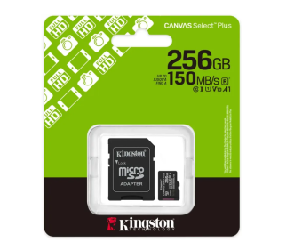 Карта памяти microSD 256Gb Kingston microSDHC Class 10 Canvas Select Plus V10 A1 + адаптер SD
