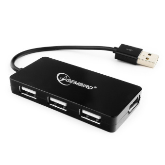 Концентратор USB-A - 4-port USB2.0, Gembird UHB-U2P4-03, черный