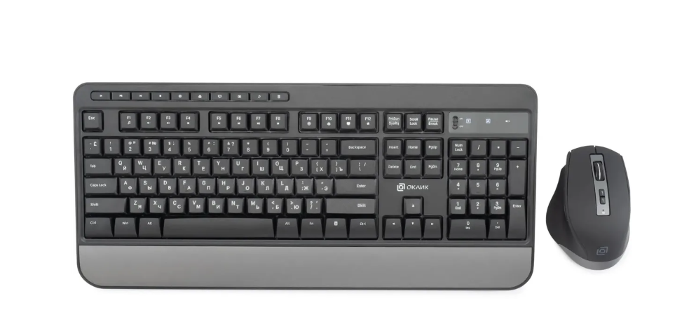 Комплект беспроводной (клавиатура+мышь) Оклик S290W Multimedia черный