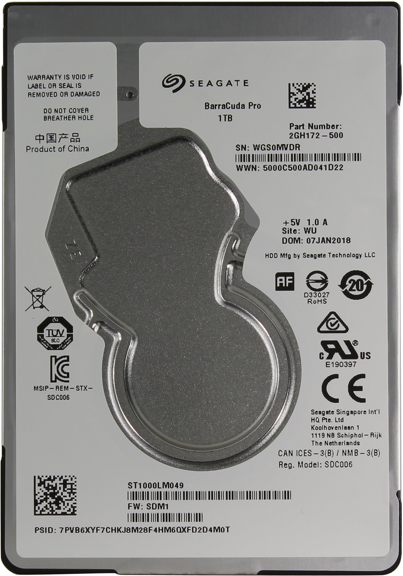 Жесткий диск_2.5" SATA 1Tb Seagate 7200rpm 128Mb SATA-3
