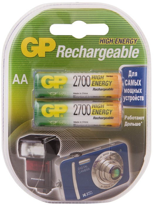 Аккумулятор AA, 1.2V, 2700mAh, 2шт, GP 270AAHC