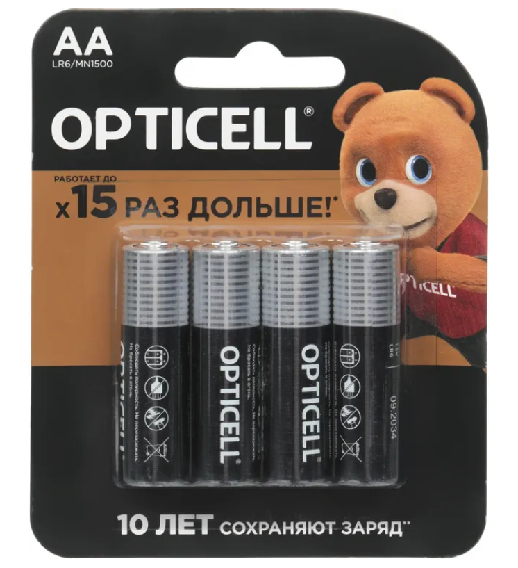 Элемент питания AA, 1.5V,  4шт, Opticell Basic LR6