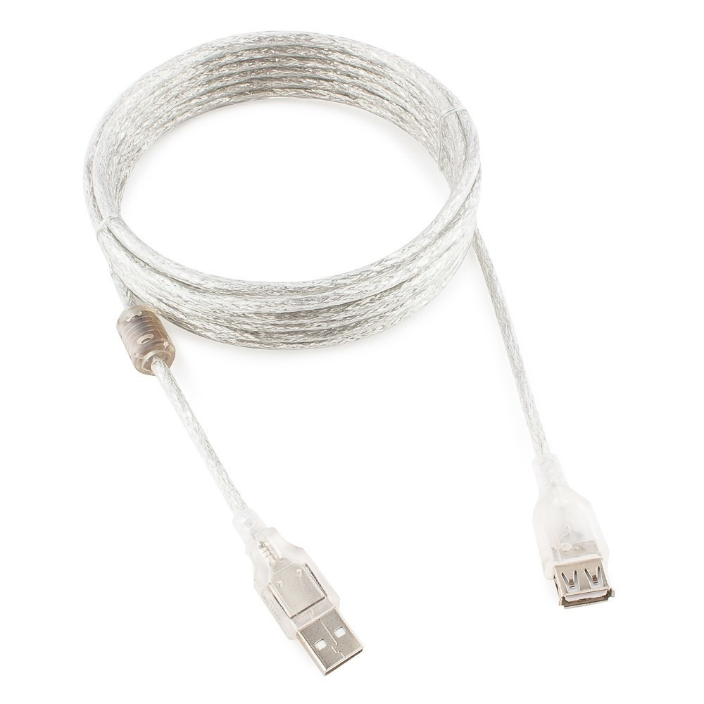 Кабель USB2.0 Am < - > Bm  2.0м, Cablexpert, экран, феррит.кольцо, прозрачный, пакет