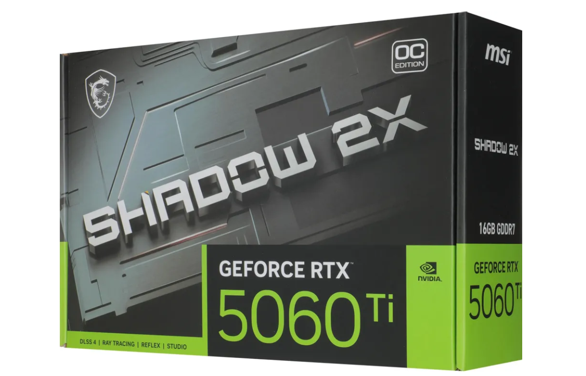 Видеокарта 16Gb MSI RTX 5060 TI 16G SHADOW 2X OC PLUS (RTX5060Ti) GDDR7 HDMI DP