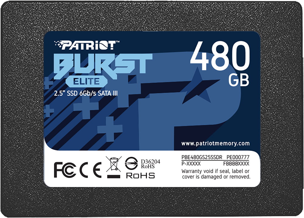Накопитель SSD SATA 480Gb Patriot Burst Elite (SATA3, 450/320 Мбайт/сек)