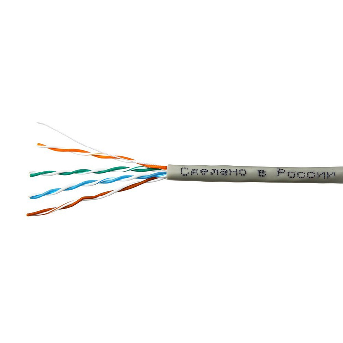 Кабель витая пара внутренний 4 пары кат.6 UTP (305м) медный SkyNet, fluke test, серый