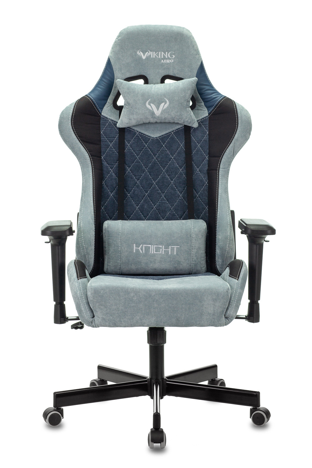 Кресло Zombie VIKING 7 KNIGHT Fabric (текстиль/эко.кожа, мех. качания, крест. металл, до 120 кг) Синий