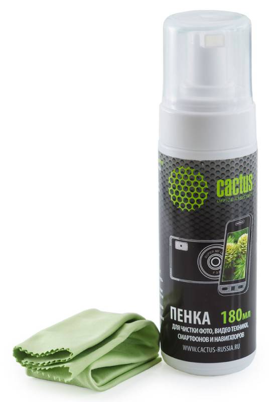 Очиститель Cactus CS-S3006 для экранов и оптики (салфетки 18x18см + пена 180мл)