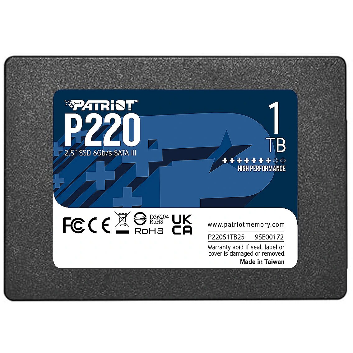 Накопитель SSD SATA 1Tb Patriot P220 (TLC, 550/500 Мбайт/сек, 480 TBW)