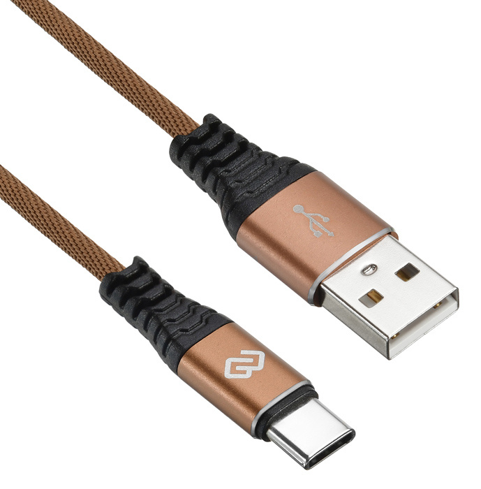 Кабель USB-A < - > USB-C, 1.2м, Digma коричневый