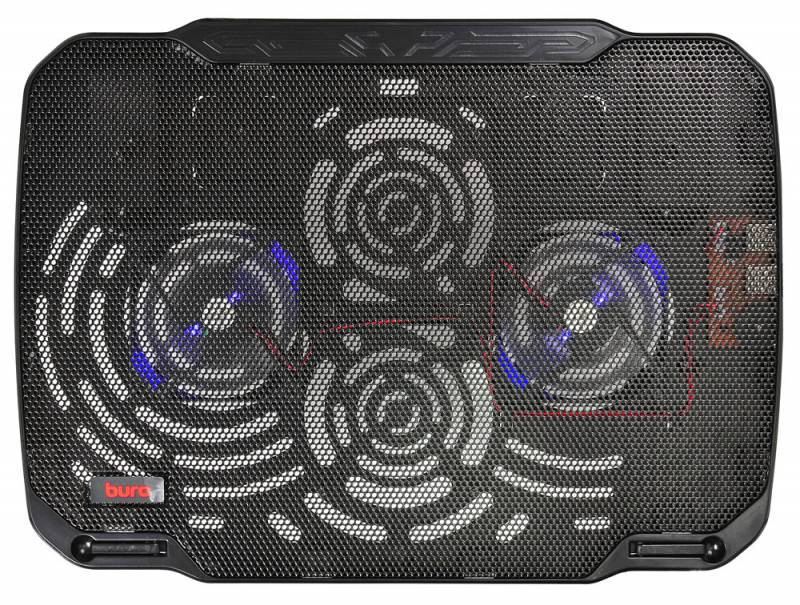 Подставка для ноутбука 15" BURO LCP156 (металл. сетка, 2*1800 об/мин, 23дБ, LED-подсветка) черный