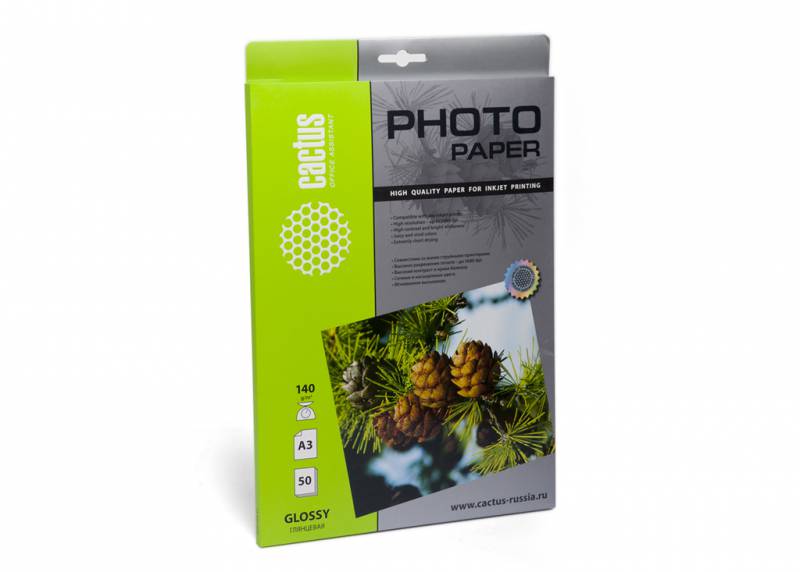 Бумага Cactus [A3] 140г/м2/50л./белый глянцевое