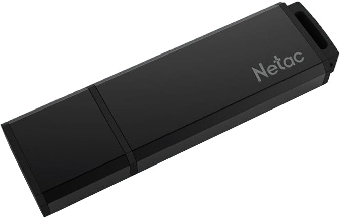 Флешка 64Gb Netac U351 USB2.0 с колпачком, металлическая, чёрный