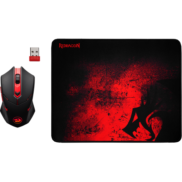 Игровой набор Redragon M601WL-BA (мышь беспроводная, коврик) чёрно-красный
