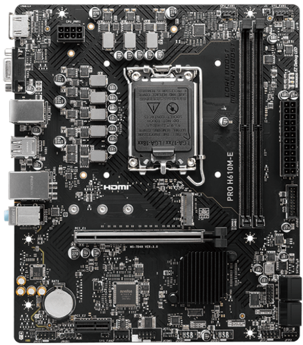Материнская плата Socket-1700 MSI PRO H610M-E DDR5 (H610) 2xDDR5 VGA HDMI mATX