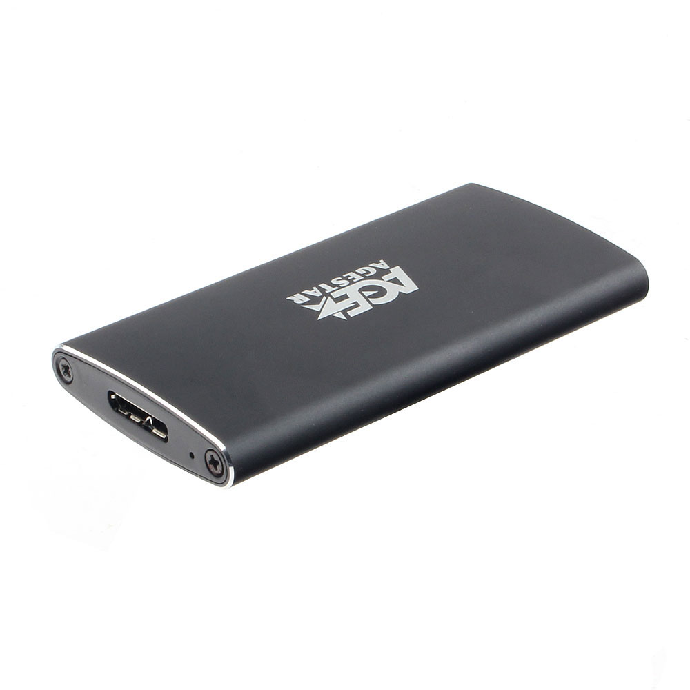 Внешний контейнер USB3.0 -> mSATA", AgeStar 3UBMS2, алюминий, черный
