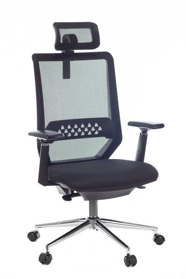 Кресло Бюрократ MC-612N-H (сетка/ткань, мех. качания, крест. металл хром, до 120 кг) Черный