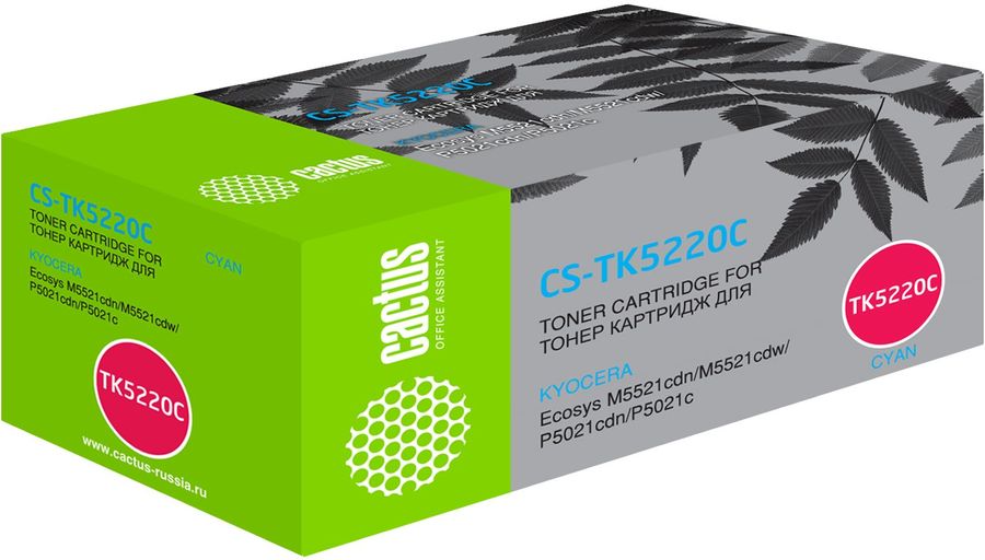 Картридж лазерный Cactus CS-TK5220C для Kyocera, 1200 стр. голубой