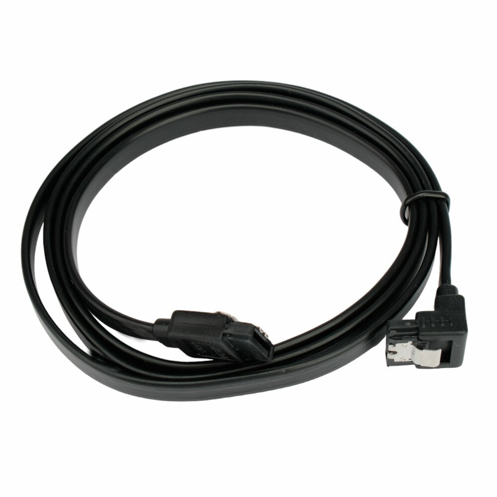 Кабель интерфейсный SATA 100см, Cablexpert, угловой, защелка, оплетка, черный
