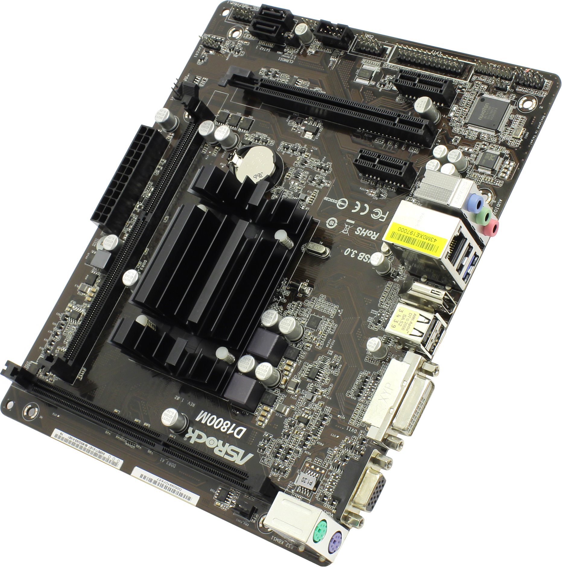 Материнская плата + процессор ASRock D1800M Cel J1800(2.41) 2*DDR3 1*PCI-Ex16 2*PCI-Ex1 2*SATA VGA DVI HDMI LAN mATX