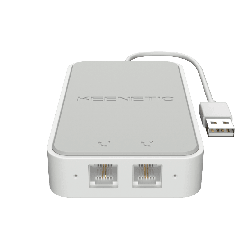 Адаптер Keenetic Linear USB, 2xRJ-11 FXS, белый