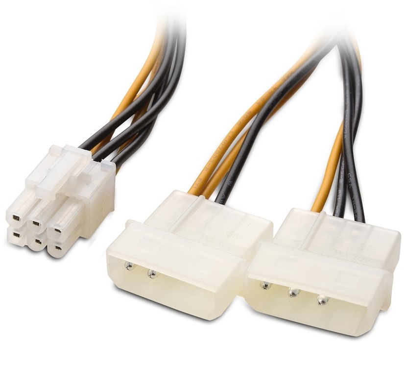 Кабель-удлинитель 6pin PCI-E --> 2*MOLEX (m) - для видеокарты