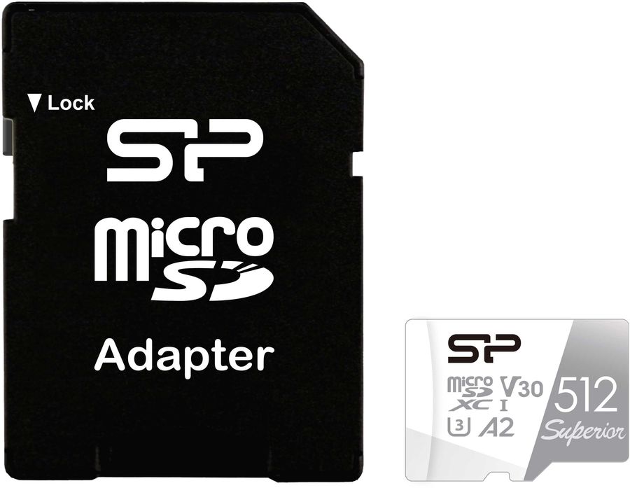 Карта памяти microSD 512Gb Silicon Power Superior A1 microSDXC Class 10 UHS-I U3 + адаптер SD